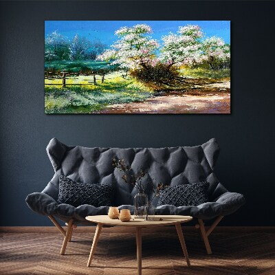 Fotobilder Frühlingslandschaft mit blühenden Bäumen