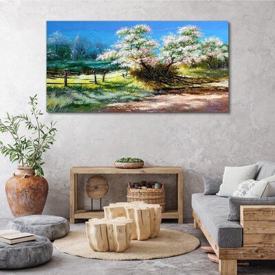Fotobilder Frühlingslandschaft mit blühenden Bäumen