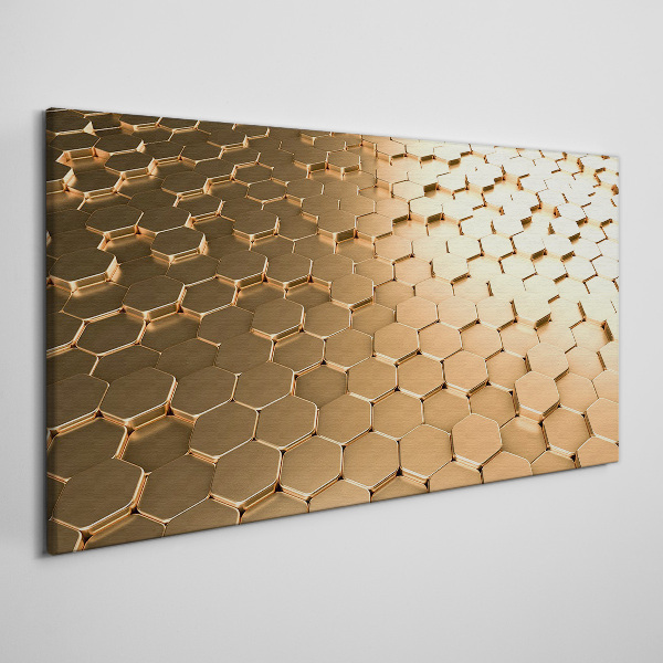 Foto auf leinwand Goldene Sechsecke auf Glas
