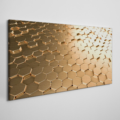 Foto auf leinwand Goldene Sechsecke auf Glas