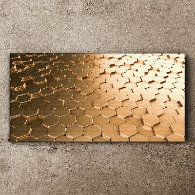 Foto auf leinwand Goldene Sechsecke auf Glas