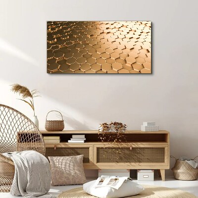 Foto auf leinwand Goldene Sechsecke auf Glas