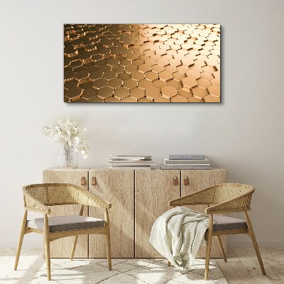 Foto auf leinwand Goldene Sechsecke auf Glas