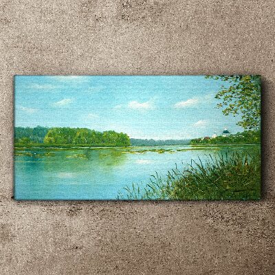 Foto leinwand Eine friedliche Landschaft am Wasser