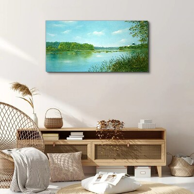 Foto leinwand Eine friedliche Landschaft am Wasser