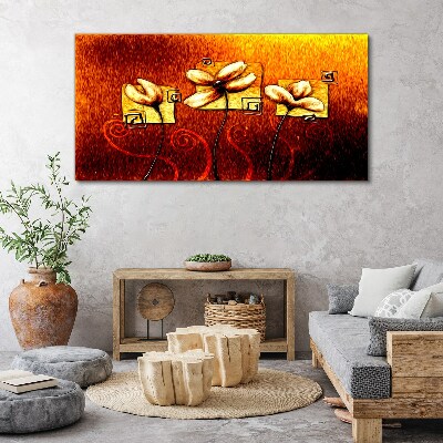 Foto auf leinwand Blumen gegen das Feuer