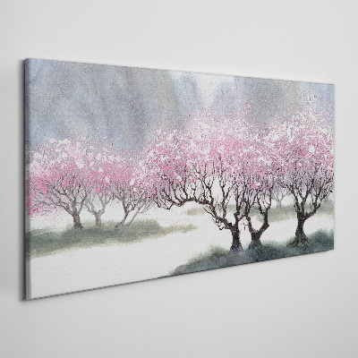Foto auf leinwand Blühende Bäume im Frühlingsdunst