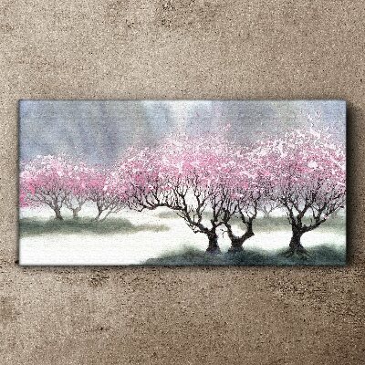 Foto auf leinwand Blühende Bäume im Frühlingsdunst