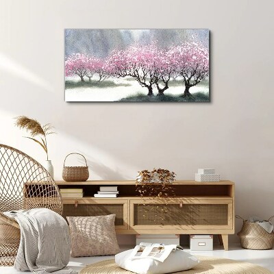 Foto auf leinwand Blühende Bäume im Frühlingsdunst