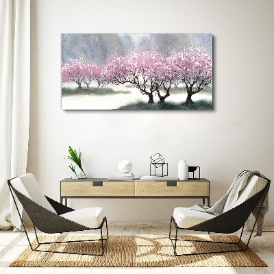 Foto auf leinwand Blühende Bäume im Frühlingsdunst