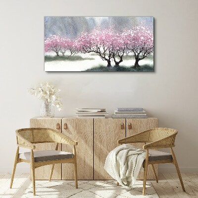 Foto auf leinwand Blühende Bäume im Frühlingsdunst
