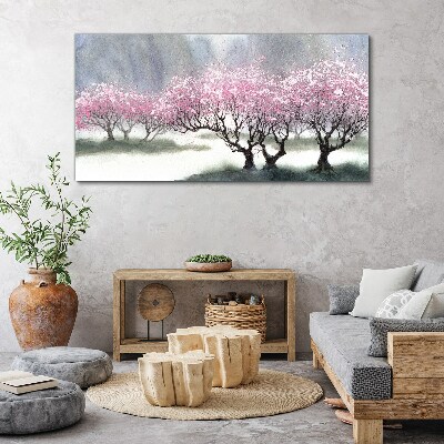 Foto auf leinwand Blühende Bäume im Frühlingsdunst