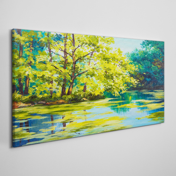 Foto auf leinwand Sommerlandschaft am See