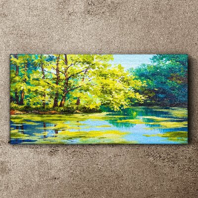 Foto auf leinwand Sommerlandschaft am See