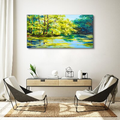 Foto auf leinwand Sommerlandschaft am See