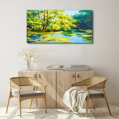 Foto auf leinwand Sommerlandschaft am See