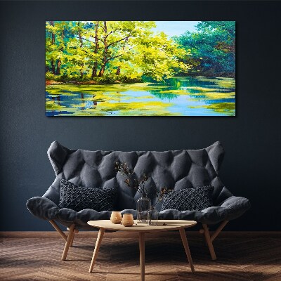 Foto auf leinwand Sommerlandschaft am See