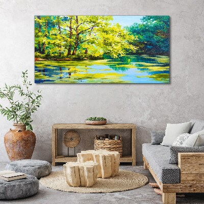 Foto auf leinwand Sommerlandschaft am See