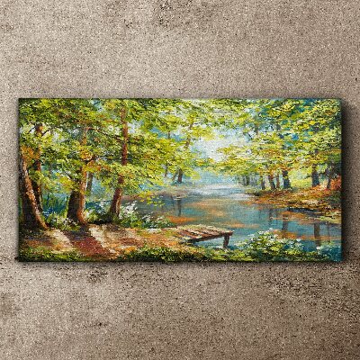 Bild auf leinwand Eine friedliche Waldlandschaft am See