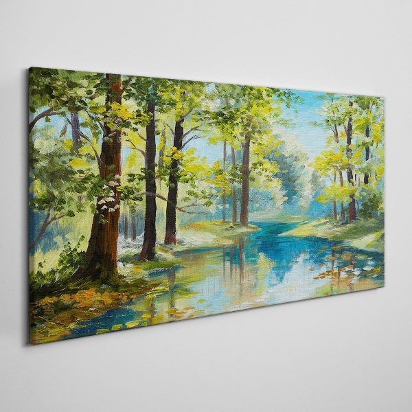 Foto auf leinwand Eine friedliche Waldlandschaft am Wasser