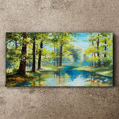 Foto auf leinwand Malerei Wald Fluss Natur