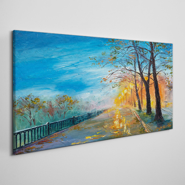Foto auf leinwand Herbstliche Gasse im Sonnenschein
