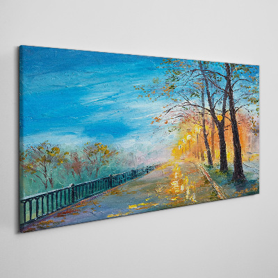 Foto auf leinwand Herbstliche Gasse im Sonnenschein