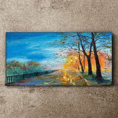 Foto auf leinwand Herbstliche Gasse im Sonnenschein