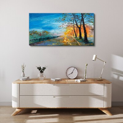 Foto auf leinwand Herbstliche Gasse im Sonnenschein