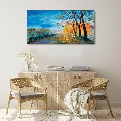 Foto auf leinwand Herbstliche Gasse im Sonnenschein