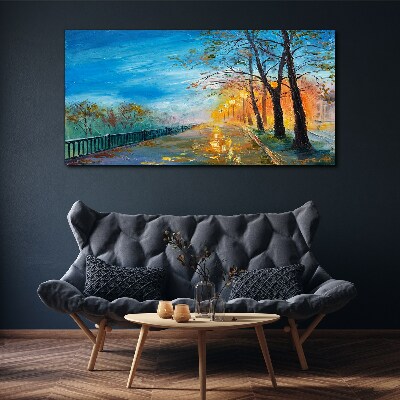Foto auf leinwand Herbstliche Gasse im Sonnenschein