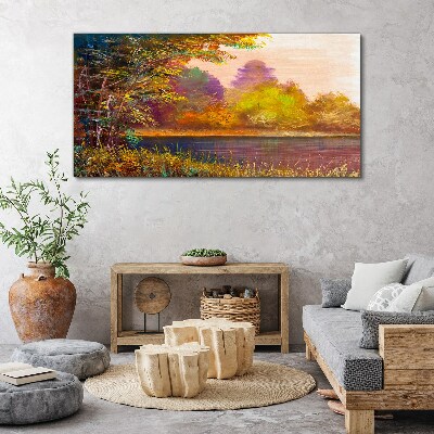 Wandbild Herbstfarben am See