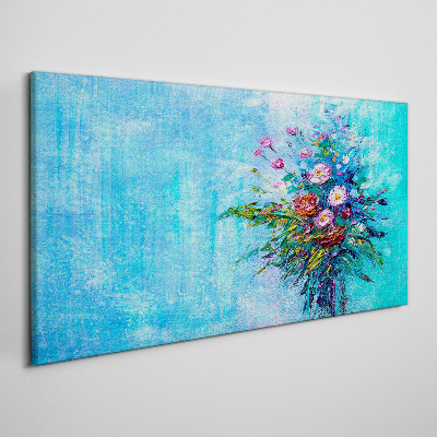 Foto auf leinwand Blumenkomposition auf blauem Hintergrund