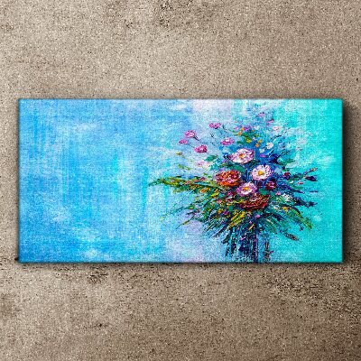 Foto auf leinwand Blumenkomposition auf blauem Hintergrund