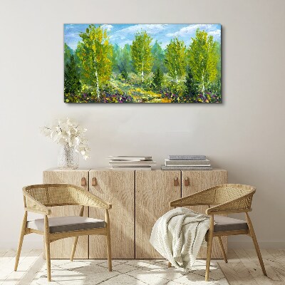 Wandbild Frühlingsbäume im Grünen