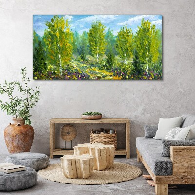 Wandbild Frühlingsbäume im Grünen