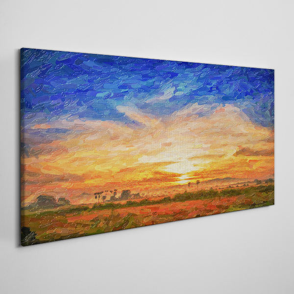 Bild auf leinwand Sonnenuntergang über einer ländlichen Landschaft