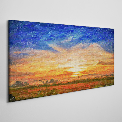 Bild auf leinwand Sonnenuntergang über einer ländlichen Landschaft