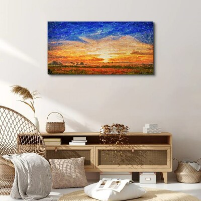 Bild auf leinwand Sonnenuntergang über einer ländlichen Landschaft