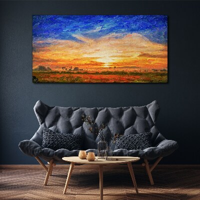 Bild auf leinwand Sonnenuntergang über einer ländlichen Landschaft