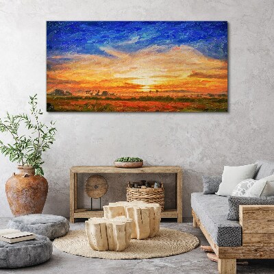 Bild auf leinwand Sonnenuntergang über einer ländlichen Landschaft