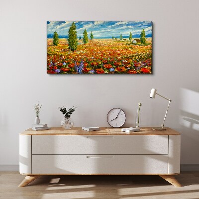 Foto auf leinwand Eine Blumenwiese in der Sommersonne