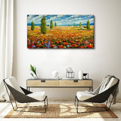 Foto auf leinwand Eine Blumenwiese in der Sommersonne