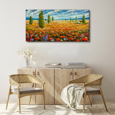 Foto auf leinwand Eine Blumenwiese in der Sommersonne