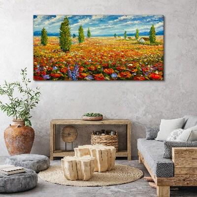 Foto auf leinwand Eine Blumenwiese in der Sommersonne