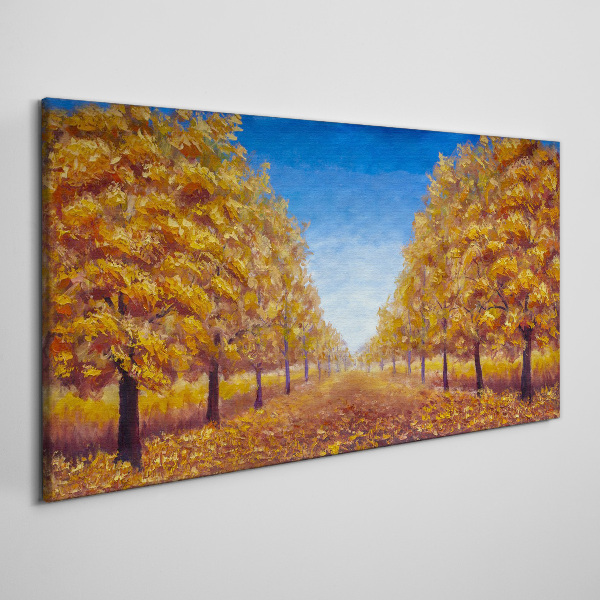 Foto auf leinwand Goldene Alleen in der Herbstlandschaft