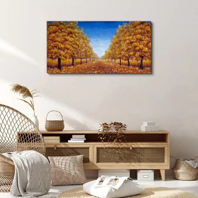 Foto auf leinwand Goldene Alleen in der Herbstlandschaft