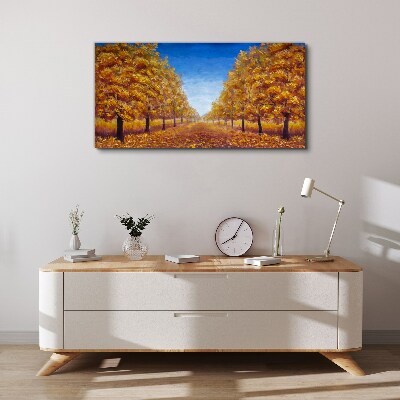 Foto auf leinwand Goldene Alleen in der Herbstlandschaft