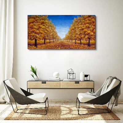 Foto auf leinwand Goldene Alleen in der Herbstlandschaft