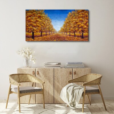 Foto auf leinwand Goldene Alleen in der Herbstlandschaft